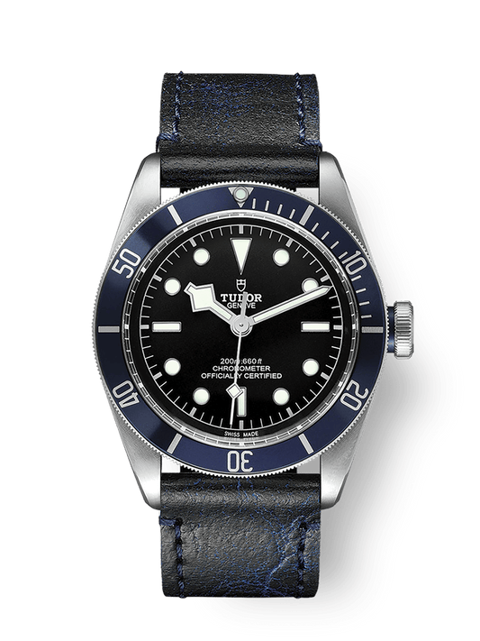 Tudor Black Bay 41 mm Black Dial Stainless Steel Leather Strap M79230B-0007