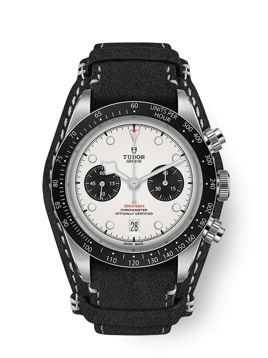 Tudor Black Bay Chrono 41 mm Silver Dial Stainless Steel Leather Strap M79360N-0006