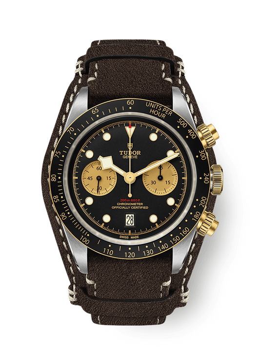 Tudor Black Bay Chrono S&G 41 mm Black Dial Stainless Steel Leather Strap M79363N-0002