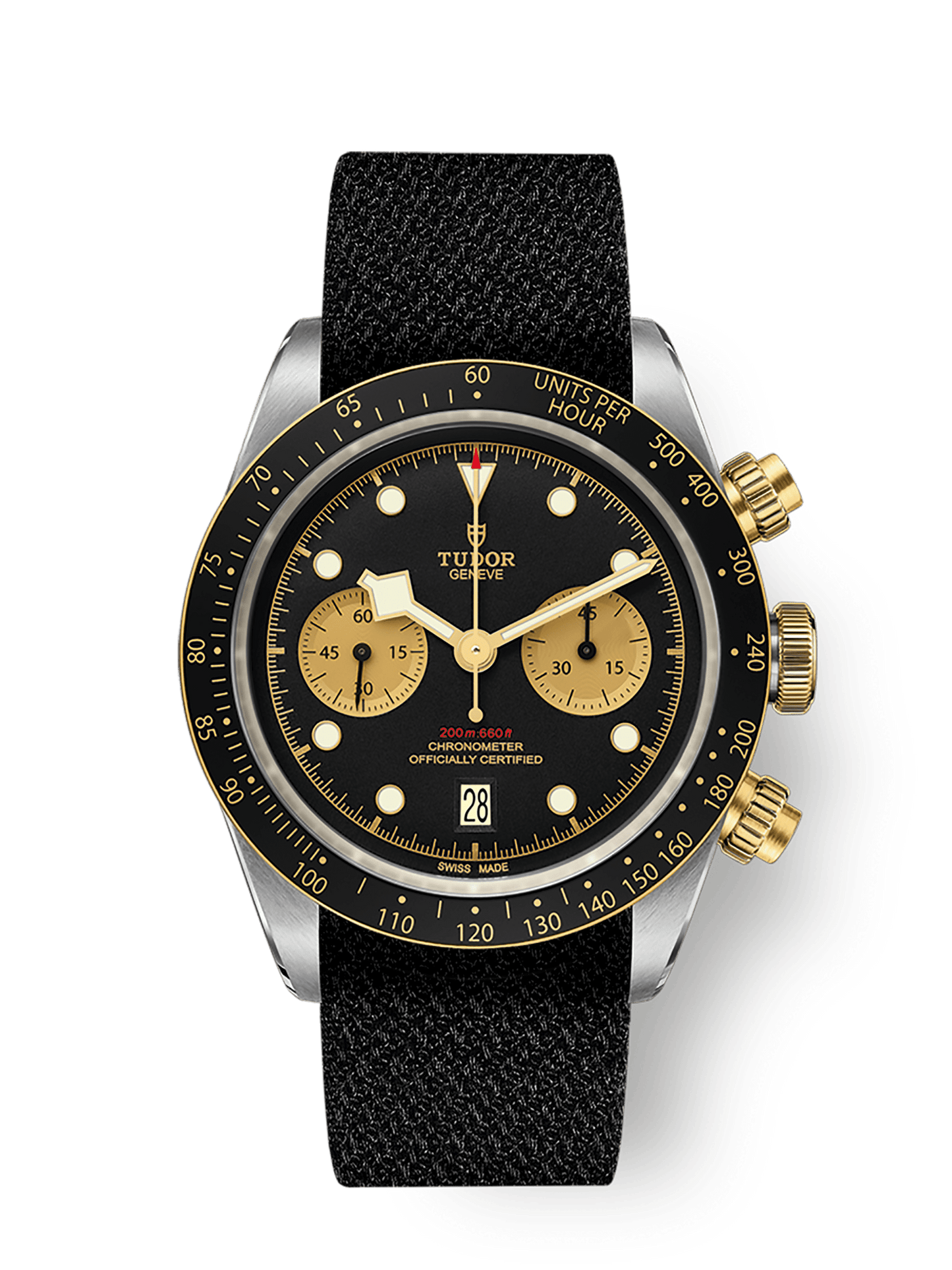 Tudor Black Bay Chrono S&G 41 mm Black Dial Stainless Steel Fabric Strap M79363N-0003