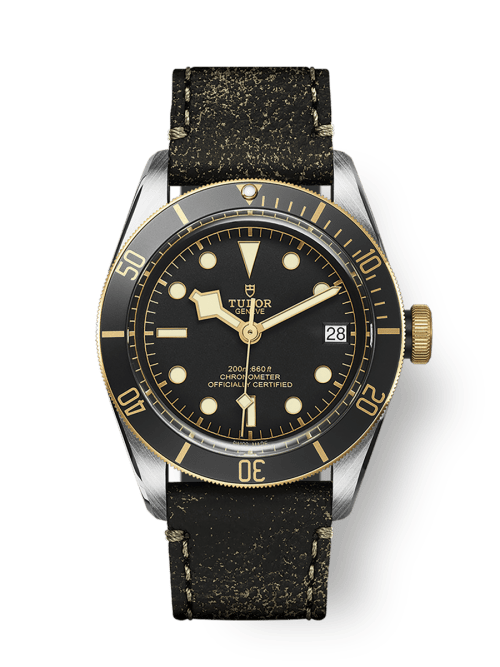 Tudor Black Bay S&G 41 mm Black Dial Stainless Steel Leather Strap M79733N-0007