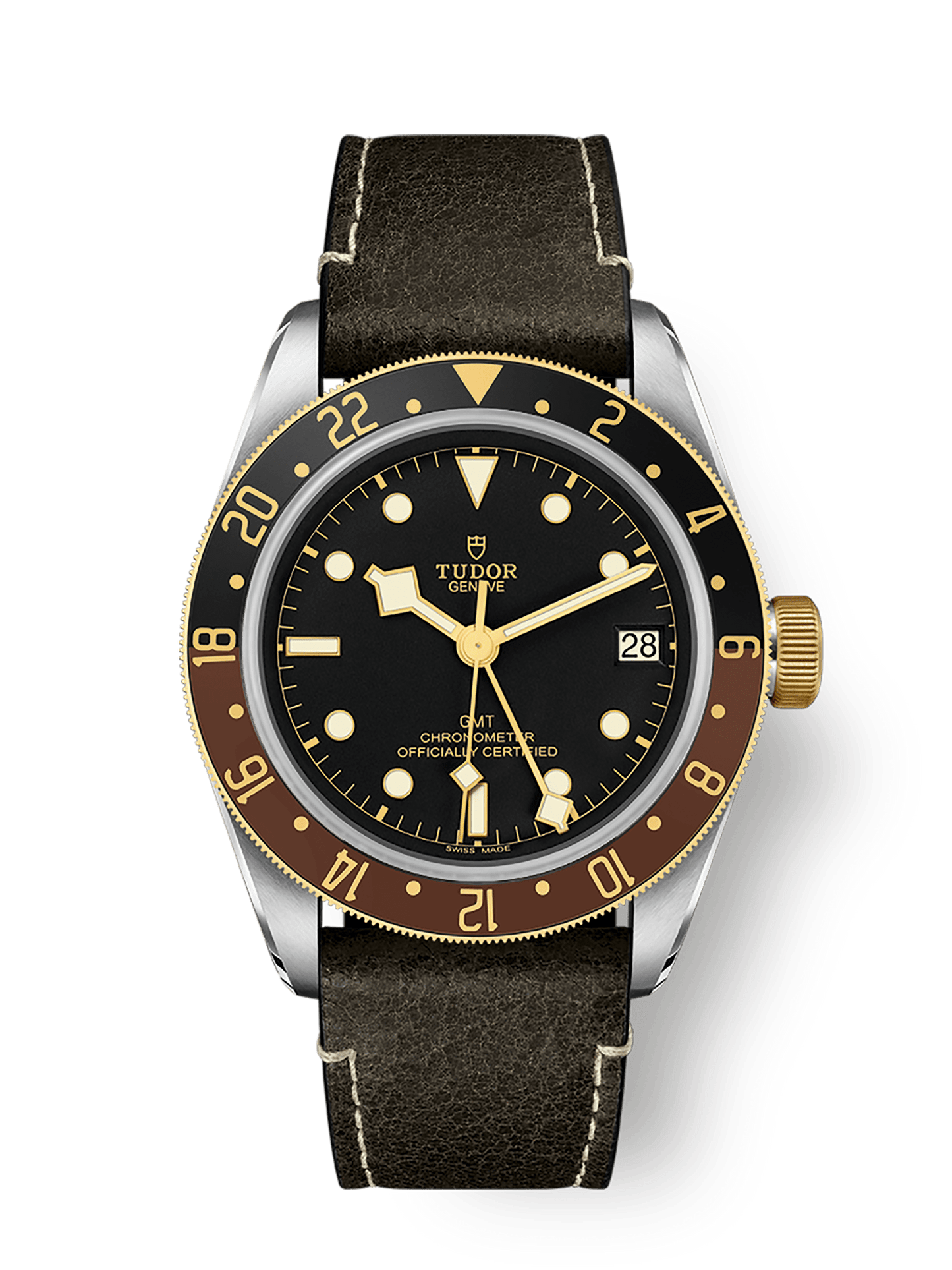 Tudor Black Bay GMT S&G 41 mm Black Dial Stainless Steel Leather Strap M79833MN-0003