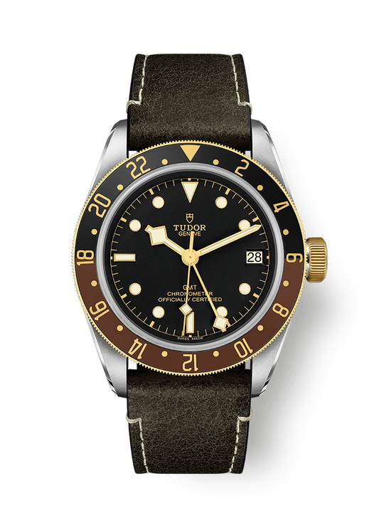 Tudor Black Bay GMT S&G 41 mm Black Dial Stainless Steel Leather Strap M79833MN-0003