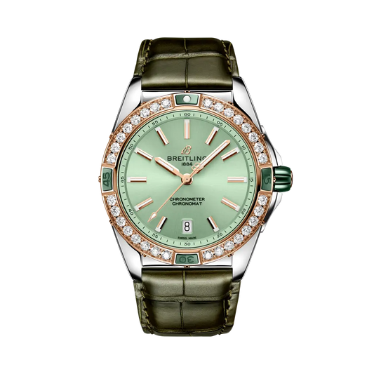 Breitling Super Chronomat Automatic 38 38 mm Light Green Dial Stainless Steel & 18K Red Gold Alligator Leather Strap U17356531L1P1