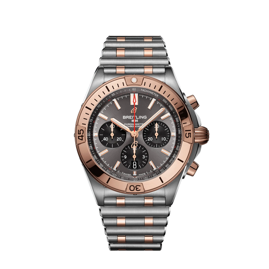 Breitling Chronomat B01 42 42.0 mm Grey and Black Dial Stainless Steel & 18K Red Gold Metal Bracelet UB0134101B1U1