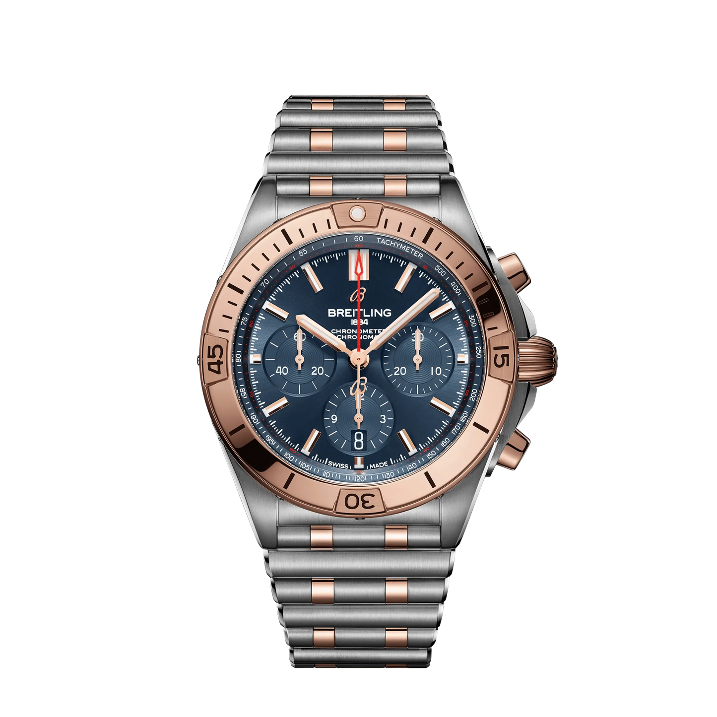 Breitling Chronomat B01 42 42.0 mm Blue Dial Stainless Steel & 18K Red Gold Metal Bracelet UB0134101C1U1