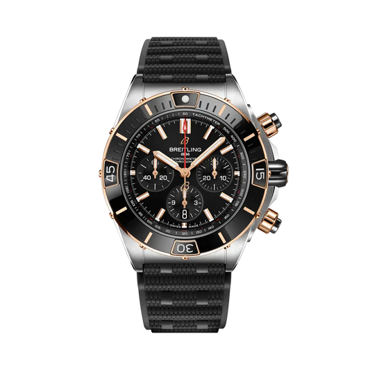 Breitling Super Chronomat B01 44 44 mm Black Dial Stainless Steel & 18K Red Gold Black Rubber Strap UB0136251B1S1