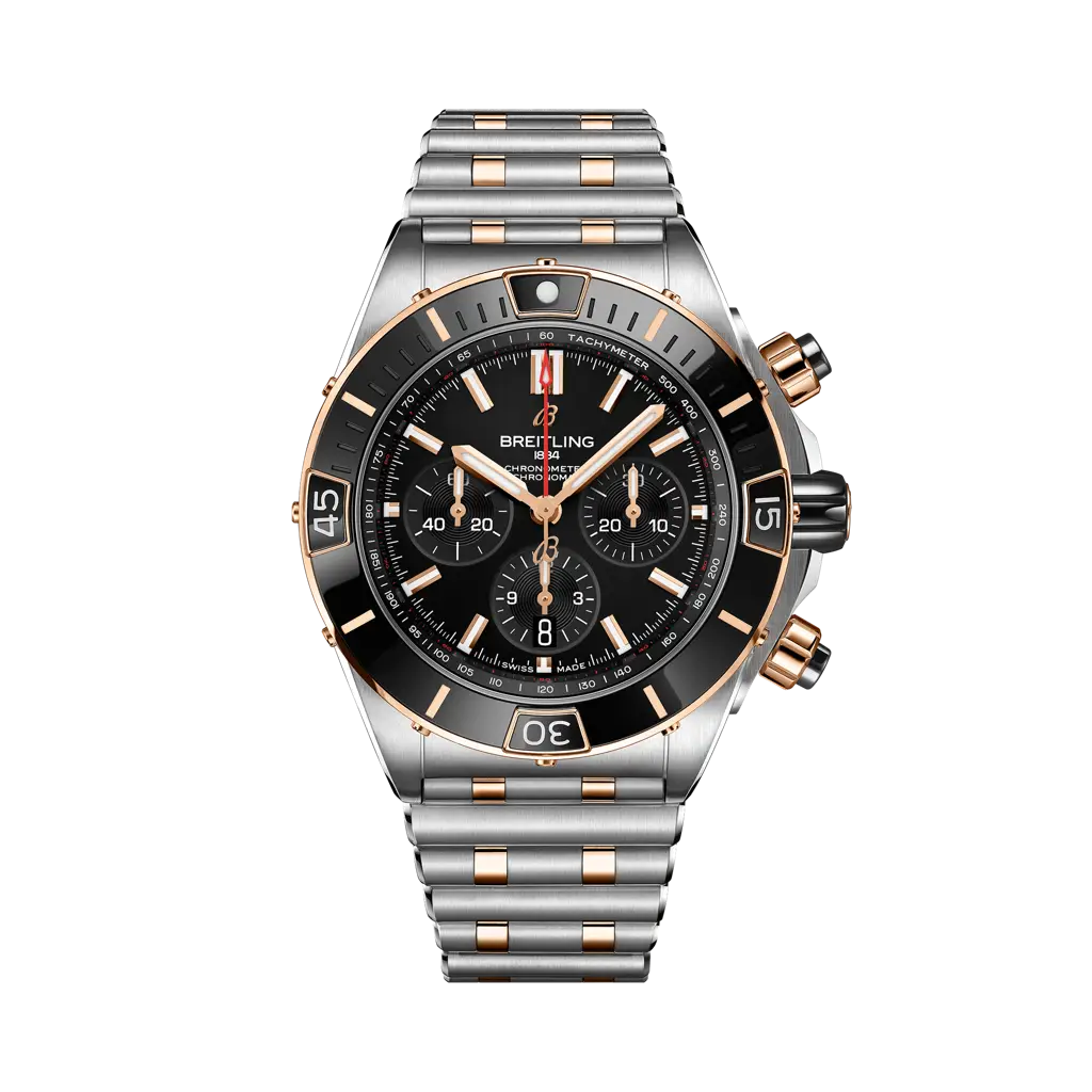 Breitling Super Chronomat B01 44 44 mm Black Dial Stainless Steel & 18K Red Gold Bracelet UB0136251B1U1