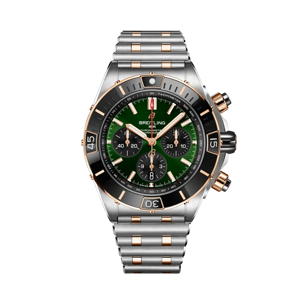 Breitling Super Chronomat B01 44 44 mm Green Dial Stainless Steel & 18K Red Gold Bracelet UB0136251L1U1