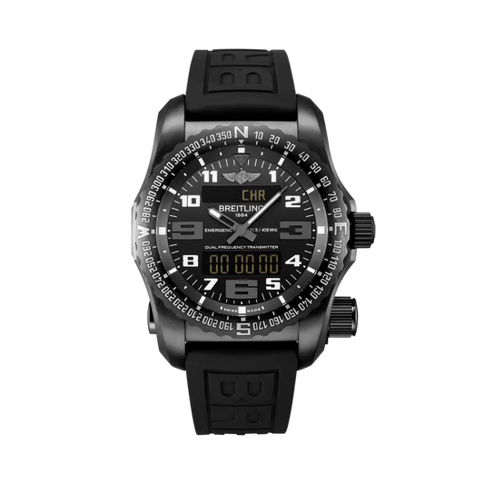 Breitling Emergency 51 mm Black Dial Dlc-Coated Titanium Black Rubber Strap V76325221B1S1