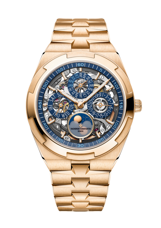 Vacheron Constantin Overseas perpetual calendar ultra-thin skeleton 41.5 mm Blue Dial 18K Pink Gold Bracelet 4300V/220R-B642