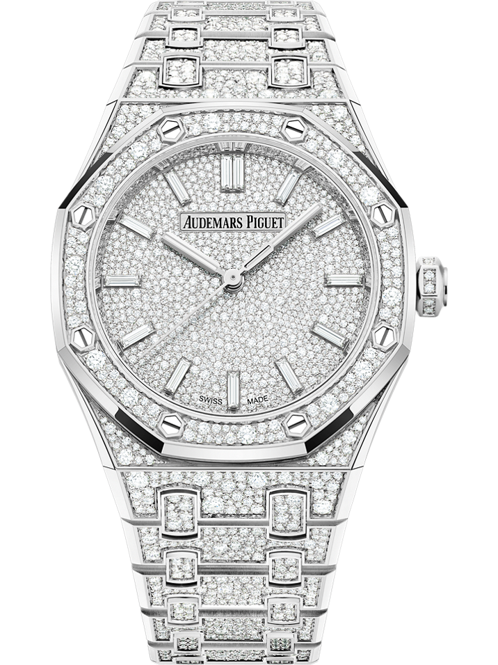 Audemars Piguet Royal Oak Selfwinding 34 mm Diamond Paved Dial 18-Carat White Gold Bracelet 77452BC.ZZ.1365BC.01