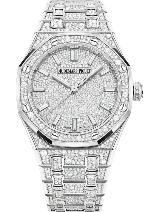 Audemars Piguet Royal Oak Selfwinding 34 mm Diamond Paved Dial 18-Carat White Gold Bracelet 77452BC.ZZ.1365BC.01