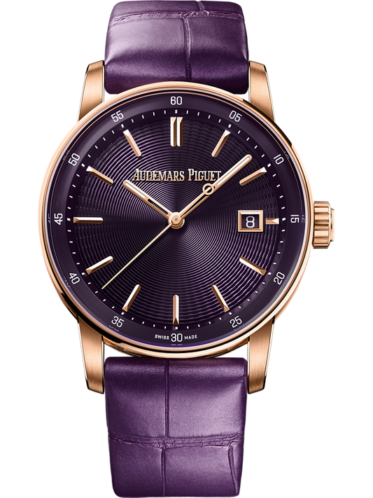 Audemars Piguet Code 11.59 by Audemars Piguet Selfwinding 38 mm Purple  Dial 18-Carat Pink Gold Alligator Strap 77410OR.OO.A623CR.01