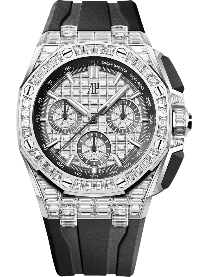 Audemars Piguet Royal Oak Offshore Selfwinding Chronograph 43 mm Diamond Paved Dial 18-Carat White Gold Rubber Strap 26425BC.ZZ.D002CA.02