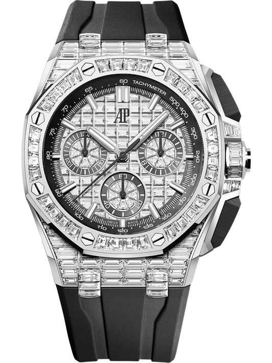 Audemars Piguet Royal Oak Offshore Selfwinding Chronograph 43 mm Diamond Paved Dial 18-Carat White Gold Rubber Strap 26425BC.ZZ.D002CA.02