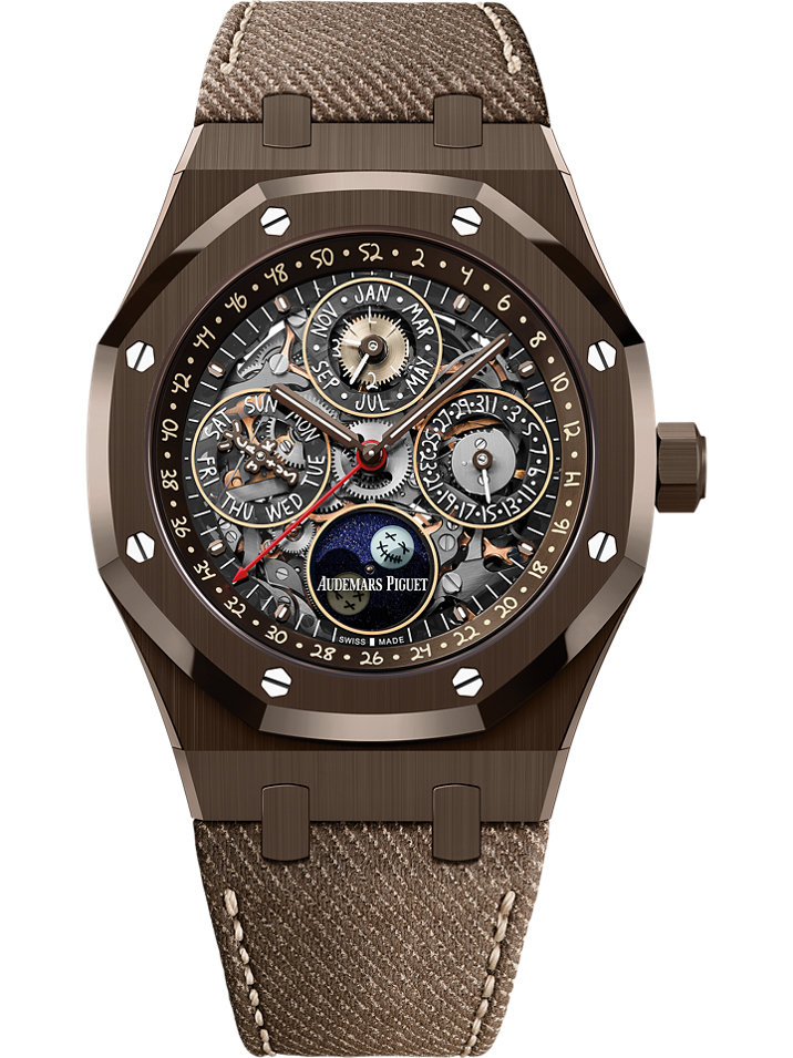 Audemars Piguet Royal Oak Perpetual Calendar Openworked "Cactus Jack" 41 mm Transparent Dial Brown Ceramic Calfskin Strap 26585CM.OO.D301VE.01