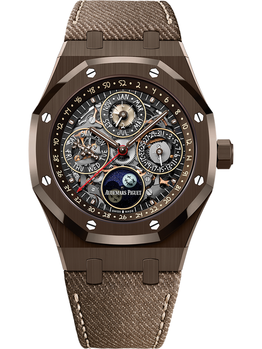 Audemars Piguet Royal Oak Perpetual Calendar Openworked "Cactus Jack" 41 mm Transparent Dial Brown Ceramic Calfskin Strap 26585CM.OO.D301VE.01