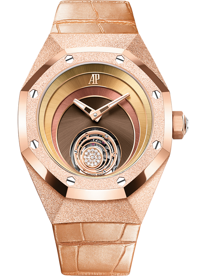 Audemars Piguet Royal Oak Concept Flying Tourbillon “Tamara Ralph” 38.5 mm Satin Brown Dial with Diamonds 18-Carat Pink Gold Alligator Strap 26630OR.GG.D626CR.01