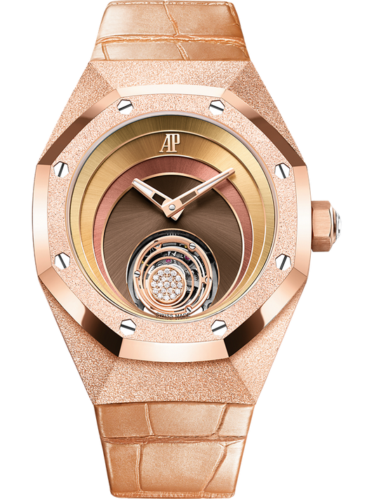 Audemars Piguet Royal Oak Concept Flying Tourbillon “Tamara Ralph” 38.5 mm Satin Brown Dial with Diamonds 18-Carat Pink Gold Alligator Strap 26630OR.GG.D626CR.01