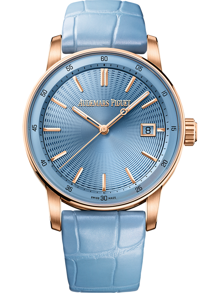 Audemars Piguet Code 11.59 by Audemars Piguet Selfwinding 38 mm Light Blue Dial 18-Carat Pink Gold Alligator Strap 77410OR.OO.A344CR.01