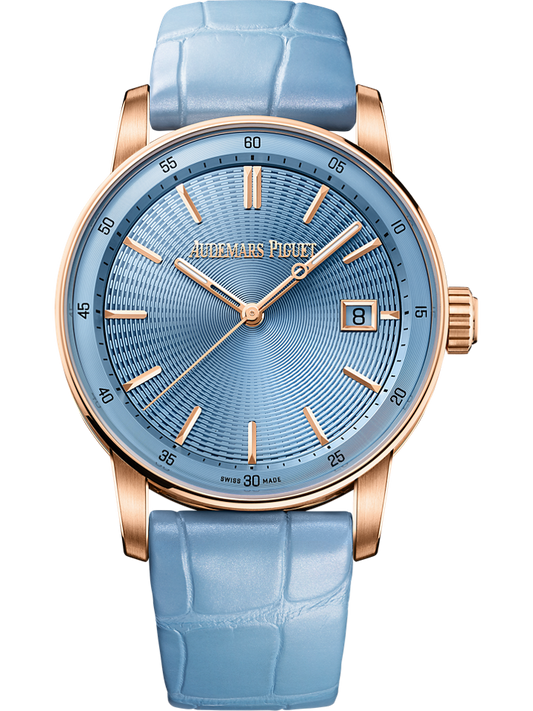 Audemars Piguet Code 11.59 by Audemars Piguet Selfwinding 38 mm Light Blue Dial 18-Carat Pink Gold Alligator Strap 77410OR.OO.A344CR.01