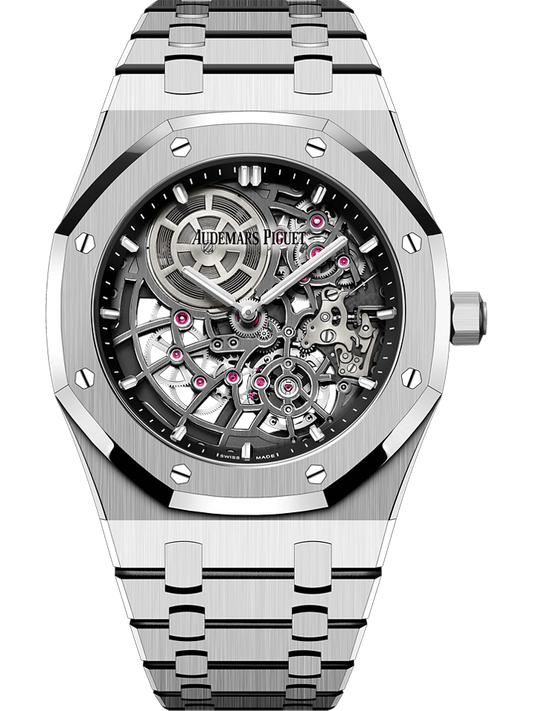 Audemars Piguet Royal Oak “Jumbo” Extra-Thin Openworked 39 mm Dark Grey Dial 18-Carat White Gold Bracelet 16204BC.OO.1240BC.01