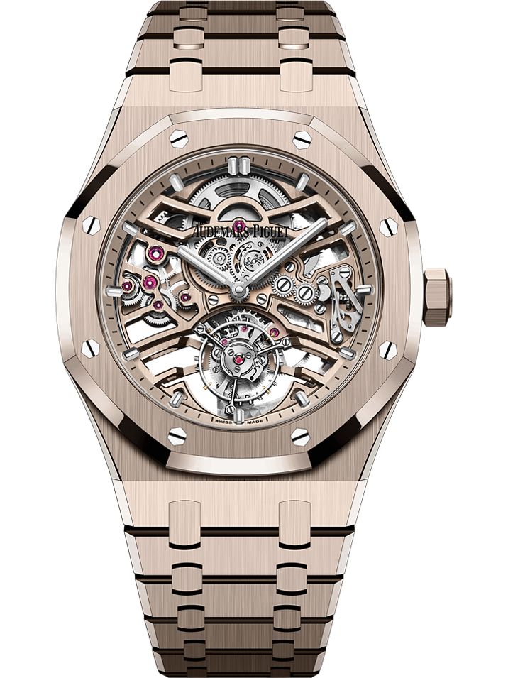 Audemars Piguet Royal Oak Selfwinding Flying Tourbillon Openworked 41 mm Transparent Dial 18-Carat Sand Gold Bracelet 26735SG.OO.1320SG.01