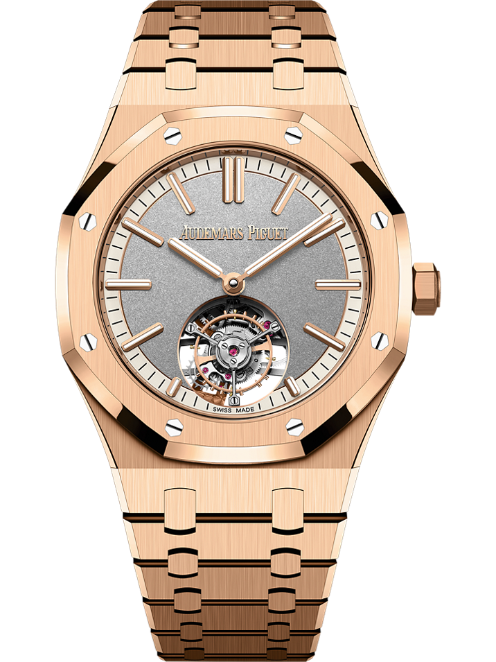 Audemars Piguet Royal Oak Selfwinding Flying Tourbillon 41 mm Grey Dial 18-Carat Pink Gold Bracelet 26730OR.OO.1320OR.05