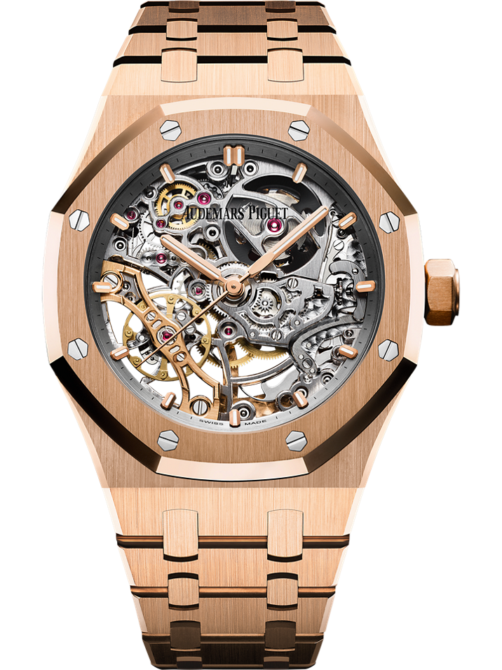 Audemars Piguet Royal Oak Double Balance Wheel Openworked 37 mm Transparent Dial 18-Carat Pink Gold Bracelet 15467OR.OO.1256OR.01