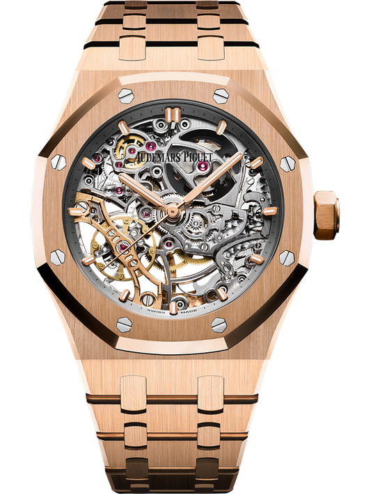 Audemars Piguet Royal Oak Double Balance Wheel Openworked 37 mm Transparent Dial 18-Carat Pink Gold Bracelet 15467OR.OO.1256OR.01