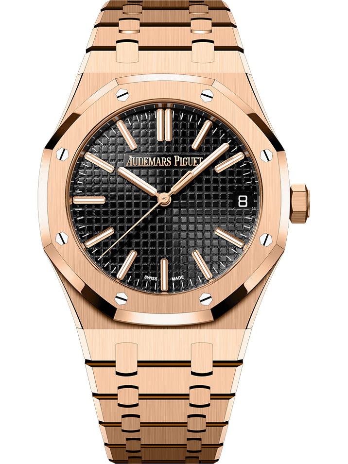 Audemars Piguet Royal Oak Selfwinding 41 mm Black Dial 18-Carat Pink Gold Bracelet 15510OR.OO.1320OR.04