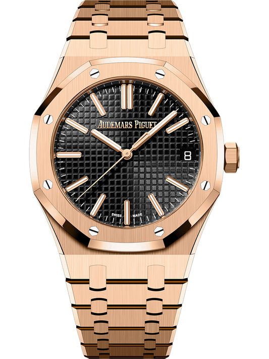 Audemars Piguet Royal Oak Selfwinding 41 mm Black Dial 18-Carat Pink Gold Bracelet 15510OR.OO.1320OR.04