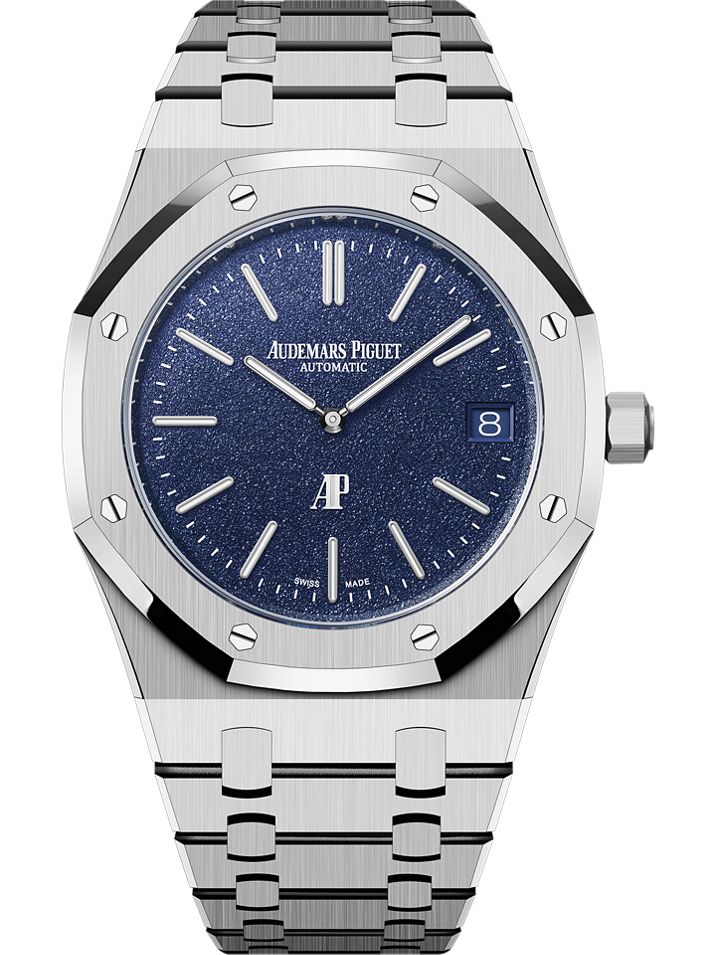 Audemars Piguet Royal Oak “Jumbo” Extra-Thin 39 mm Blue  Dial 18-Carat White Gold Bracelet 16202BC.OO.1240BC.02