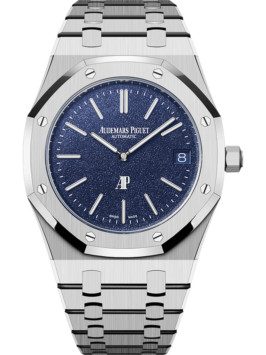 Audemars Piguet Royal Oak “Jumbo” Extra-Thin 39 mm Blue  Dial 18-Carat White Gold Bracelet 16202BC.OO.1240BC.02