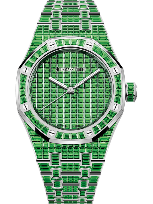 Audemars Piguet Royal Oak Selfwinding Tsavorite "50th Anniversary" 37 mm Diamond Paved Dial 18-Carat White Gold Bracelet 15554BC.TV.1274BC.01