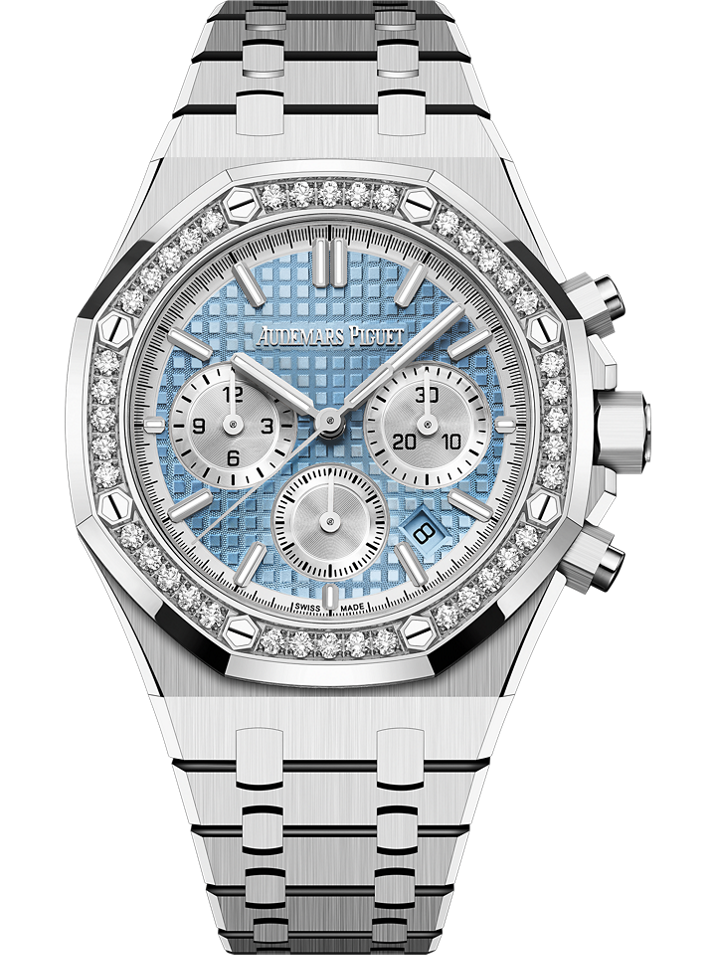 Audemars Piguet Royal Oak Selfwinding Chronograph 38 mm Light Blue Dial with Diamonds Stainless Steel Bracelet 26715ST.ZZ.1356ST.01