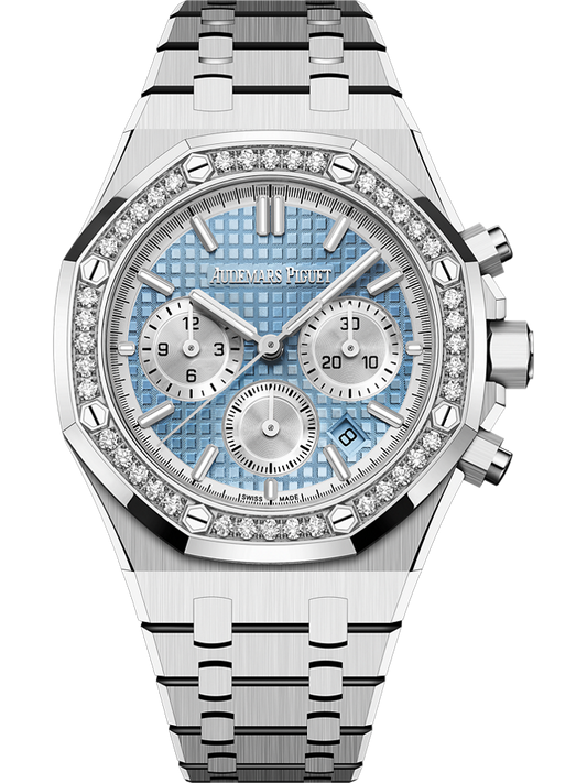 Audemars Piguet Royal Oak Selfwinding Chronograph 38 mm Light Blue Dial with Diamonds Stainless Steel Bracelet 26715ST.ZZ.1356ST.01