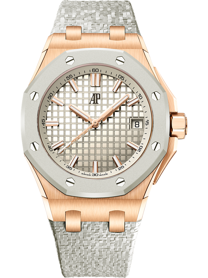 Audemars Piguet Royal Oak Offshore Selfwinding 37 mm Ivory Dial 18-Carat Pink Gold Strap 77605OK.OO.A101CA.01