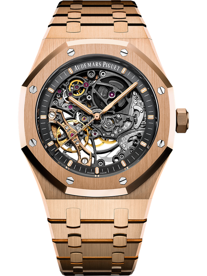 Audemars Piguet Royal Oak Double Balance Wheel Openworked 41 mm Slate Grey Dial 18-Carat Pink Gold Bracelet 15407OR.OO.1220OR.01