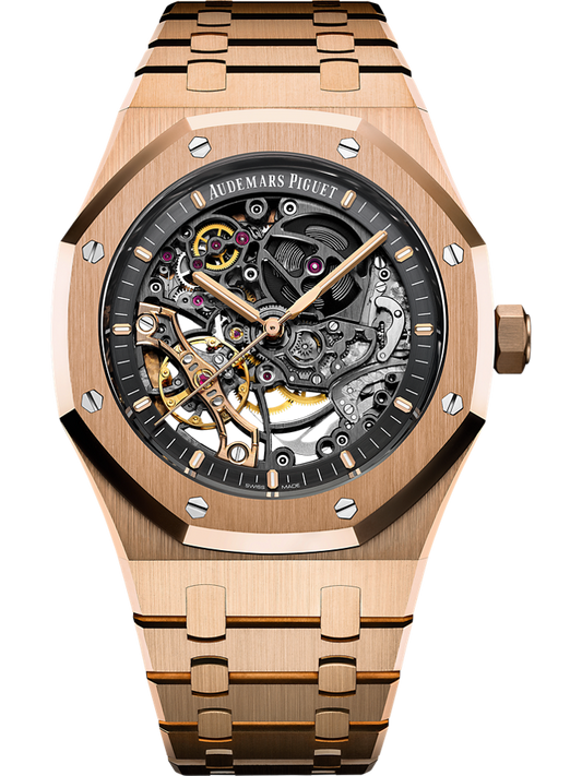 Audemars Piguet Royal Oak Double Balance Wheel Openworked 41 mm Slate Grey Dial 18-Carat Pink Gold Bracelet 15407OR.OO.1220OR.01