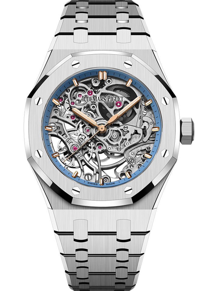 Audemars Piguet Royal Oak Double Balance Wheel Openworked 37 mm Light Blue Dial 18-Carat White Gold Bracelet 15467BC.OO.1256BC.01