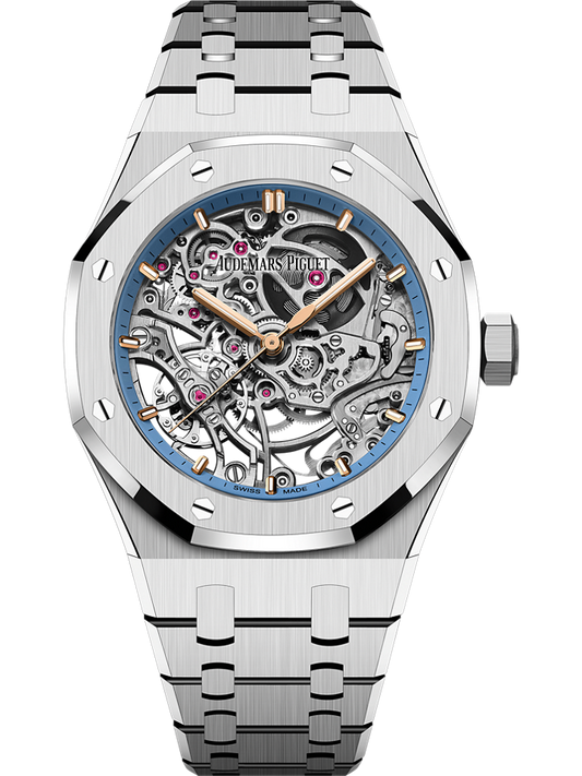 Audemars Piguet Royal Oak Double Balance Wheel Openworked 37 mm Light Blue Dial 18-Carat White Gold Bracelet 15467BC.OO.1256BC.01