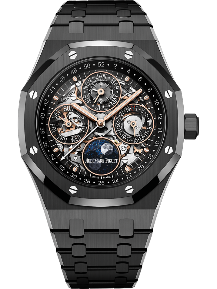 Audemars Piguet Royal Oak Perpetual Calendar Openworked 41 mm Transparent Dial Black Ceramic Bracelet 26585CE.OO.1225CE.01