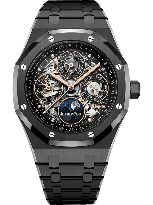 Audemars Piguet Royal Oak Perpetual Calendar Openworked 41 mm Transparent Dial Black Ceramic Bracelet 26585CE.OO.1225CE.01