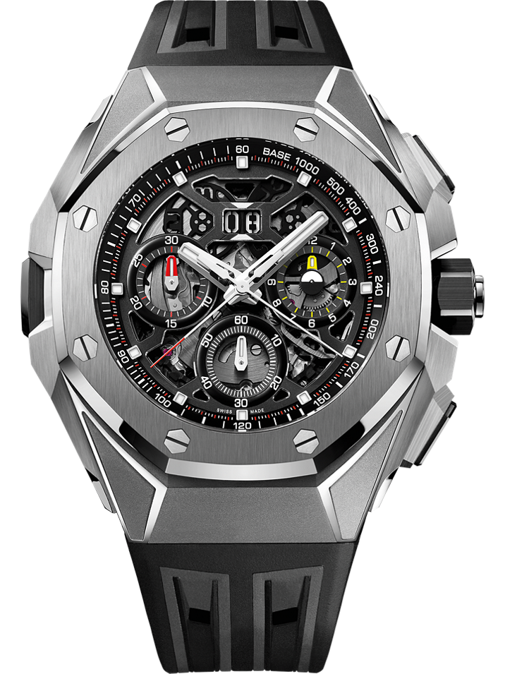 Audemars Piguet Royal Oak Concept Split-Seconds Chronograph GMT Large Date 43 mm Transparent Dial Titanium Rubber Strap 26650TI.OO.D013CA.01