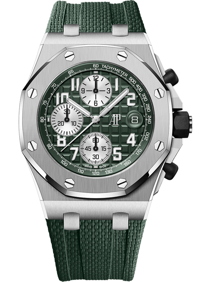 Audemars Piguet Royal Oak Offshore Selfwinding Chronograph 42 mm Khaki Green Dial Titanium Rubber Strap 26238TI.OO.A056CA.01