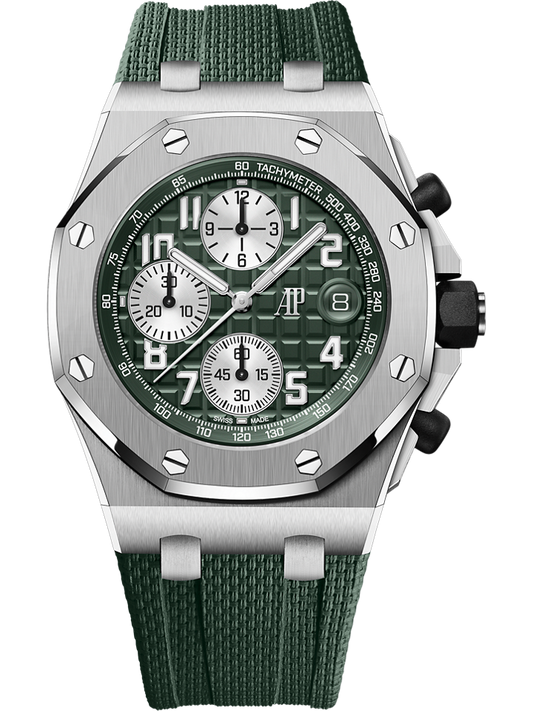 Audemars Piguet Royal Oak Offshore Selfwinding Chronograph 42 mm Khaki Green Dial Titanium Rubber Strap 26238TI.OO.A056CA.01