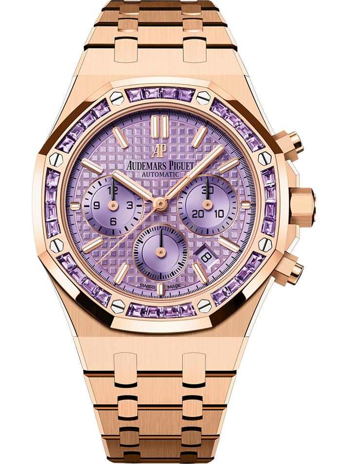 Audemars Piguet Royal Oak Selfwinding Chronograph 38 mm Purple  Dial with Diamonds 18-Carat Pink Gold Bracelet 26319OR.AY.1256OR.01