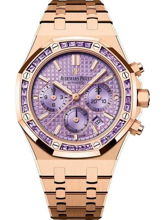 Audemars Piguet Royal Oak Selfwinding Chronograph 38 mm Purple  Dial with Diamonds 18-Carat Pink Gold Bracelet 26319OR.AY.1256OR.01